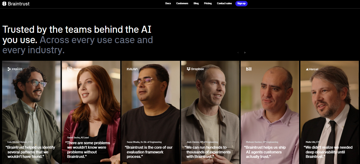 Braintrust platform screenshot